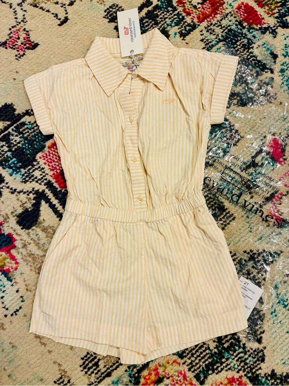 Vineyard Vines Girls' Yellow Stripe Romper size 2